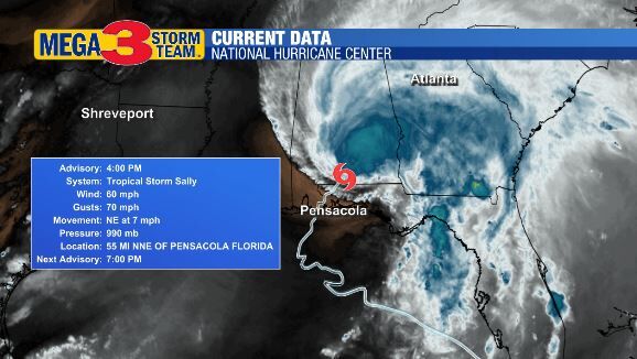 4 p.m. Wednesday Advisory for Tropical Storm Sally from the National Hurricane Center